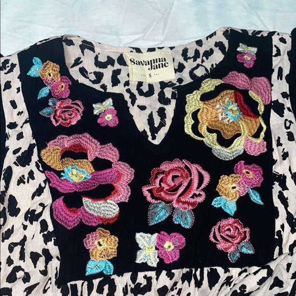 Savanna jane Floral Embroidered Leopard Print Dress - Picture 8 of 8